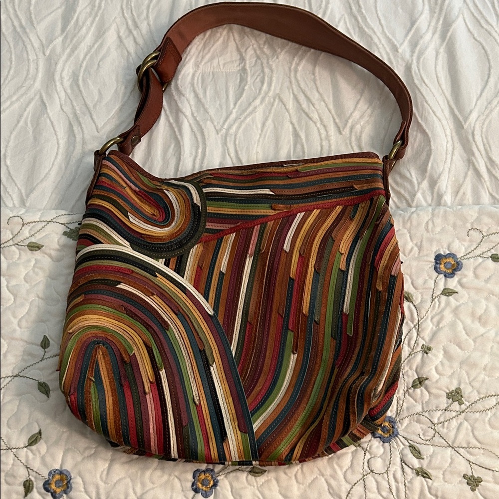 Lucky Brand Leather Striped Women's large Bucket Bag